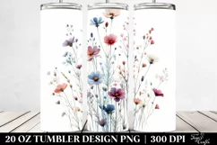 Centered Watercolor Wild Flowers | 20 Oz Tumbler Product Image 2