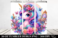 Cute Unicorn Drawing | 20 oz Tumbler Product Image 2