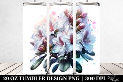 20 Oz Tumbler Sublimation | Glossy Rhododendron Watercolor Product Image 2