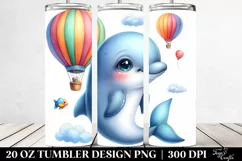 Colorful Small Baby Dolphin with Hot Air Balloon | 20 Oz Product Image 2