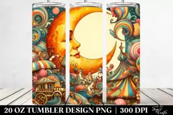 Vibrant Half Moon Whimsical Vintage Postcard Tumbler | 20 oz Product Image 2