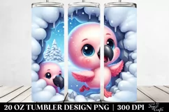 Cute Baby Flamingo Exiting Snowy Wall, 20 Oz Tumbler Product Image 2