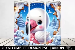 Cute Baby Flamingo Exiting Snowy Wall, 20 Oz Tumbler Product Image 2