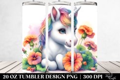 Baby Unicorn with Nasturtium | 20 oz Tumbler Product Image 2