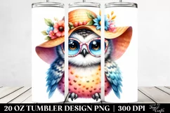 Cute Owl with Sun es and Sun Hat | 20 Oz Tumbler Product Image 2