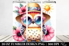 Cute Owl with Sun es and Sun Hat | 20 Oz Tumbler Product Image 2
