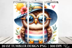 Cute Owl with Sun es and Sun Hat | 20 Oz Tumbler Product Image 2