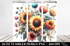 Washed Watercolor with Small Sunflower | 20 oz Tumbler Product Image 2