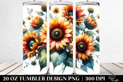 Washed Watercolor with Small Sunflower | 20 oz Tumbler Product Image 2