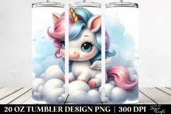 Cute Baby Unicorn with Cool Haircut on a Cloud | 20 Oz Product Image 2
