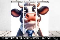 Watercolor Cow Portrait Tie with Big Eyes | 20 Oz Tumbler Product Image 2