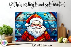 Stained Glass Cutting Board Sublimation | Santa Claus Print Product Image 1