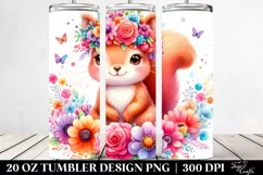 Colorful Squirrel Flower Crown Tumbler | 20 oz Tumbler Product Image 2