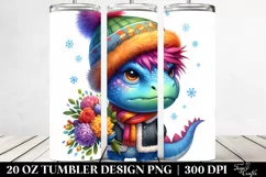 Cute Baby Dinosaur with Flower Bouquet, 20 Oz Tumbler Product Image 2