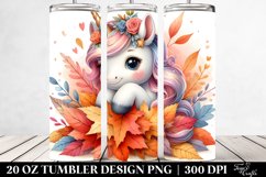 Baby Unicorn Autumn Leaves. 20 oz Tumbler Design Product Image 2