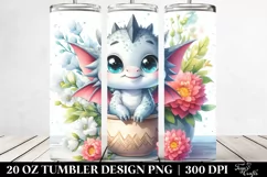 Cute Watercolor Small Baby Dragon Smiling | 20 Oz Tumbler Product Image 2