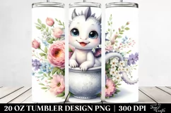 Cute Watercolor Small Baby Dragon Smiling | 20 Oz Tumbler Product Image 2