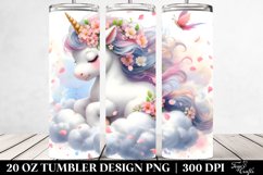 Watercolor Pastel Cute Baby Unicorn Surrounded by Spring Product Image 2