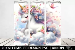 Watercolor Pastel Cute Baby Unicorn Surrounded by Spring Product Image 2