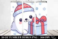 Cute Baby Seal Hiding Behind Gift Box, 20 Oz Tumbler Product Image 2