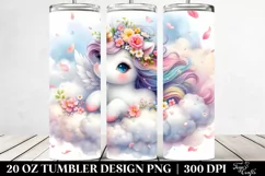 Watercolor Pastel Cute Baby Unicorn Surrounded by Spring Product Image 2