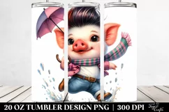 Funny Pig Jumping with Umbrella, 20 Oz Tumbler Product Image 2