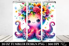 Vibrant Octopus with Wooden Frame, High-Res 20 Oz Tumbler Product Image 2
