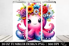 Vibrant Octopus with Wooden Frame, High-Res 20 Oz Tumbler Product Image 2