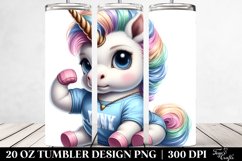 Watercolor Baby Unicorn Posing as Johny Bravo | 20 oz Product Image 2