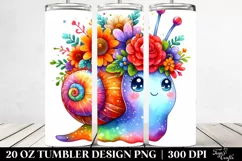 Cute Snail with Flower Crown, Transparent 20 Oz Tumbler Product Image 2