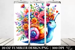 Cartoon-Style Snail with Flower Crown, High-Res 20 Oz Product Image 2