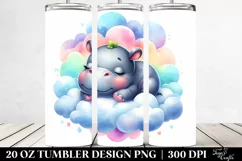 Colorful Baby Hippo Sleeping on a Cloud | 20 oz Tumbler Product Image 2