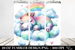 Colorful Baby Hippo Sleeping on a Cloud | 20 oz Tumbler Product Image 2