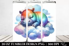 Colorful Baby Hippo Sleeping on a Cloud | 20 oz Tumbler Product Image 2