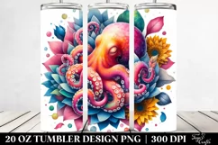 Colorful Octopus Sleeping in a Flower | 20 oz Tumbler Product Image 2
