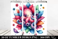 Colorful Octopus Sleeping in a Flower | 20 oz Tumbler Product Image 2