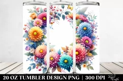 20 Oz Tumbler Sublimation | Vibrant Chrysanthemum Flower Product Image 2