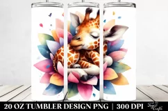 Colorful Giraffe Sleeping in a Flower | 20 oz Tumbler Product Image 2