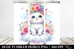 Cartoon-Style Kitten on Cloud, High-Res 20 Oz Tumbler Product Image 2