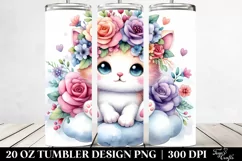 Cartoon-Style Kitten on Cloud, High-Res 20 Oz Tumbler Product Image 2
