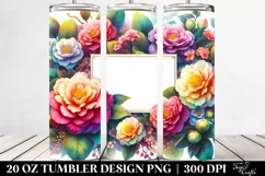 Colorful Watercolor Frame with Camellia | 20 Oz Tumbler Product Image 2
