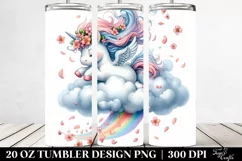 Cute Baby Unicorn Tumbling in Spring Petals | 20 Oz Tumbler Product Image 2