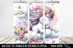 Cute Baby Unicorn Tumbling in Spring Petals | 20 Oz Tumbler Product Image 2