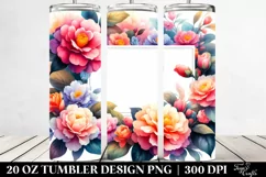 Colorful Watercolor Frame with Camellia | 20 Oz Tumbler Product Image 2