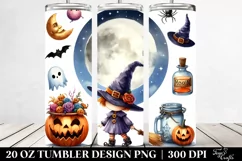 Simple Funny Halloween Clipart with Full Moon 20 Oz Tumbler Product Image 2