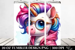 Excited Baby Unicorn Model, Transparent 20 Oz Tumbler Product Image 2