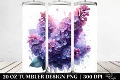 20 Oz Tumbler Sublimation | Glossy Lilac Watercolor Splash Product Image 2