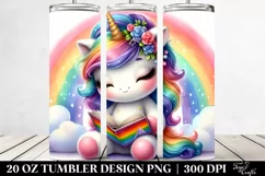 Cute Baby Unicorn Reading Tumbler Product Image 2