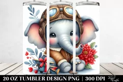 Smiling Baby Elephant in Aviator Suit | 20 Oz Tumbler Product Image 2