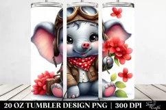 Smiling Baby Elephant in Aviator Suit | 20 Oz Tumbler Product Image 2